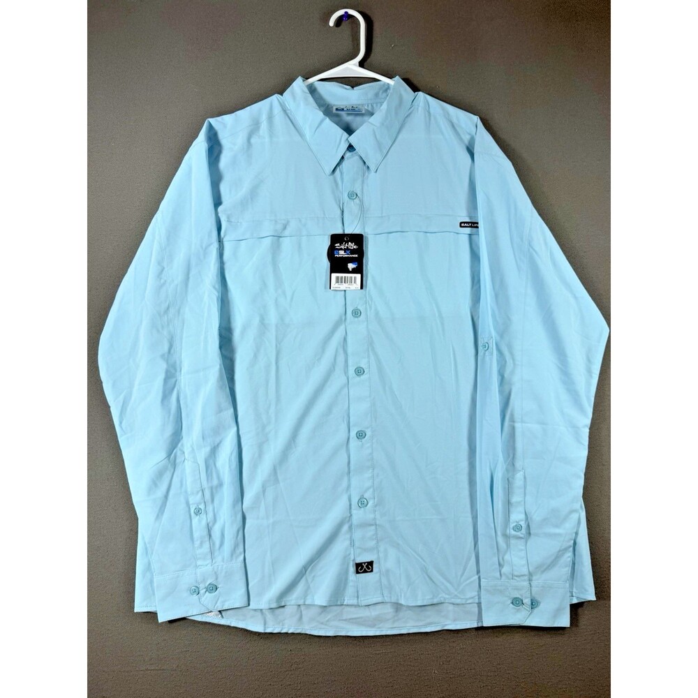 Salt Life Shirt Mens XL Blue SLX UVAPOR Fishing UPF 30 Performance Long Sleeve